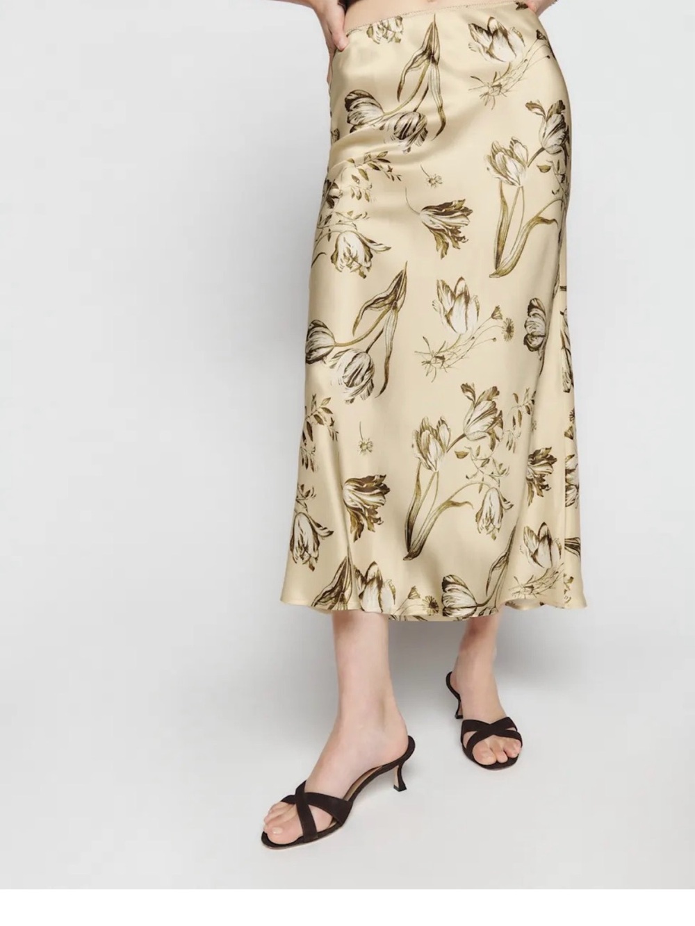 Layla Silk Midi Skirt Reformation